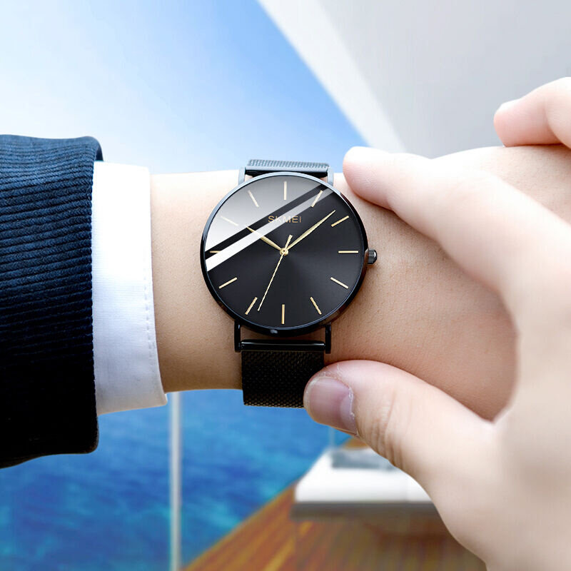 时刻美（skmei）手表男石英超薄防水表百搭情侣手表送男朋友礼物1