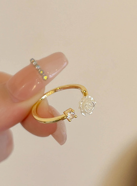 山茶花戒指开口可调节