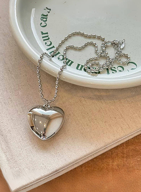 银色爱心吊坠项链韩系简约