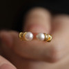 Jane's Jewelry Natural Freshwater Pearl Ring Women's Round Strong Light Double Beads Light Luxury Adjustable Opening Index Finger Ring