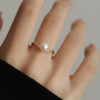 Jane's Jewelry natural freshwater pearl ring for women, fashionable, light, luxurious and versatile, open adjustable index finger ring