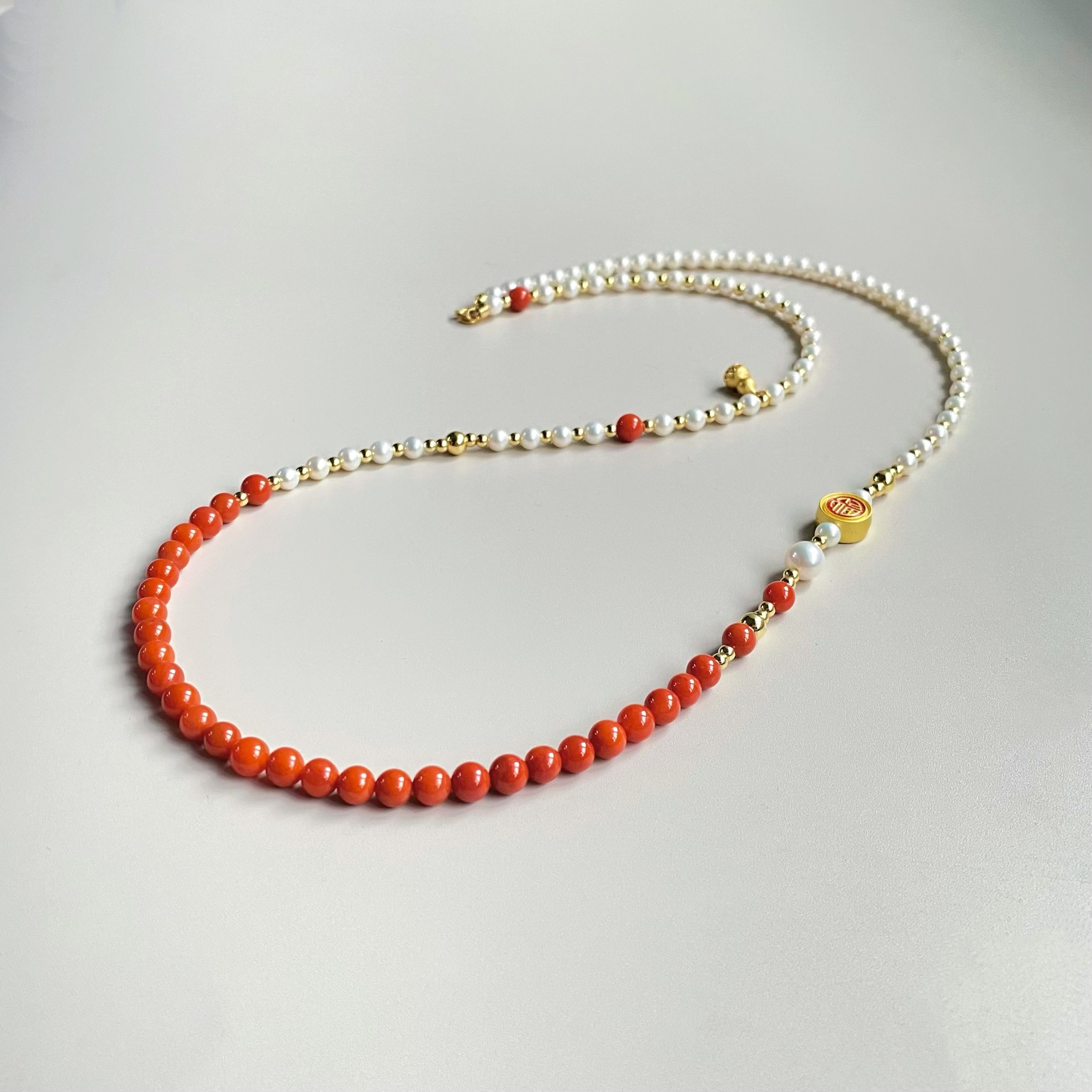 珍氏珠宝天然淡水珍珠项链女款新中式南红气质复古福字长款毛衣链,淘宝优惠券,粉丝福利购,淘宝优惠卷