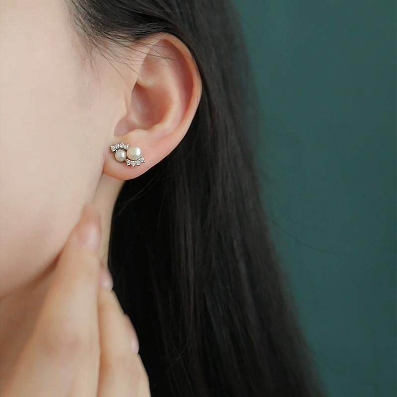 珍氏珠宝天然淡水珍珠耳钉女款 大小双珠精致小巧镶锆款耳环耳饰,淘宝优惠券,粉丝福利购,淘宝优惠卷