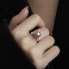 Jane's Jewelry Natural Freshwater Pearl Ring Women's Round Purple Butterfly Cool and Elegant Adjustable Ring