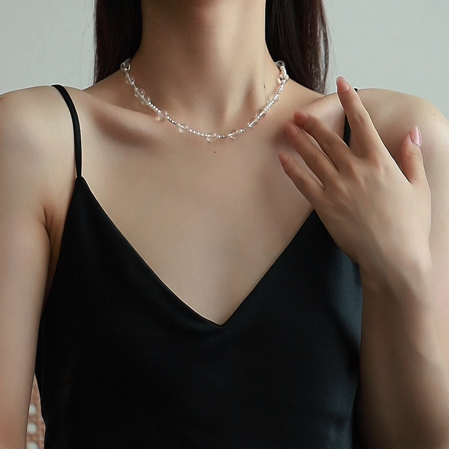 珍氏珠宝天然淡水baby珍珠项链女款 水晶925银轻奢气质锁骨链颈链 - 图3