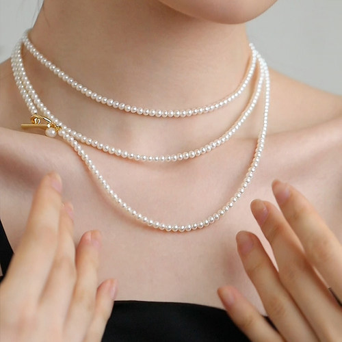 珍氏珠宝天然淡水baby珠项链女气质优雅秋冬多层叠戴毛衣链 1.2米 - 图2