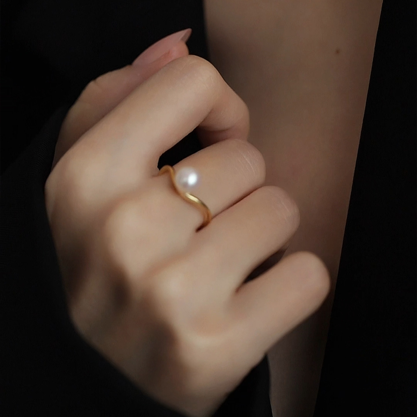 Jane's Jewelry natural freshwater pearl ring for women, fashionable, light, luxurious and versatile, open adjustable index finger ring