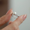 Jane's Jewelry Natural Freshwater Pearl Ring for Women, Round Pig Nose, High-end Exquisite Fashion Open Ring