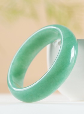 天然东陵玉手镯女款正品晴水玉镯子新疆翠绿色玉石生日礼物送妈妈