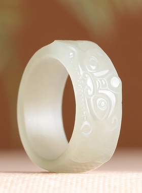 招财戒指天然和田玉貔貅