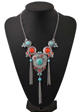 波西米亚复古民族风仿松石项链