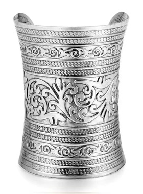 欧美复古花纹长款夸张手镯