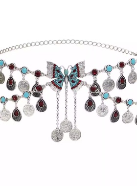 波西米亚复古钱币流苏项链