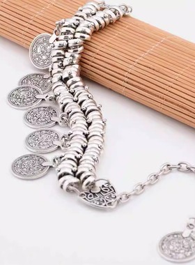 苗族复古做旧钱币流苏手链