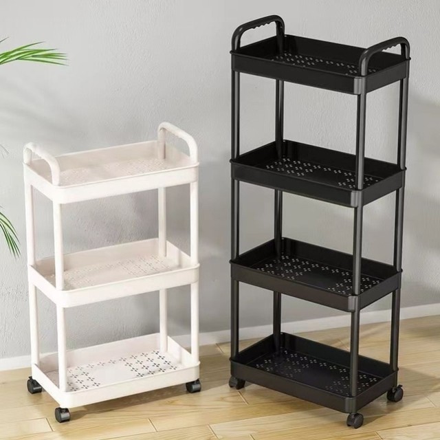 Trolley rack multi-layer storage supplies floor-standing kitchen rack living room snacks movable bedroom bookshelf