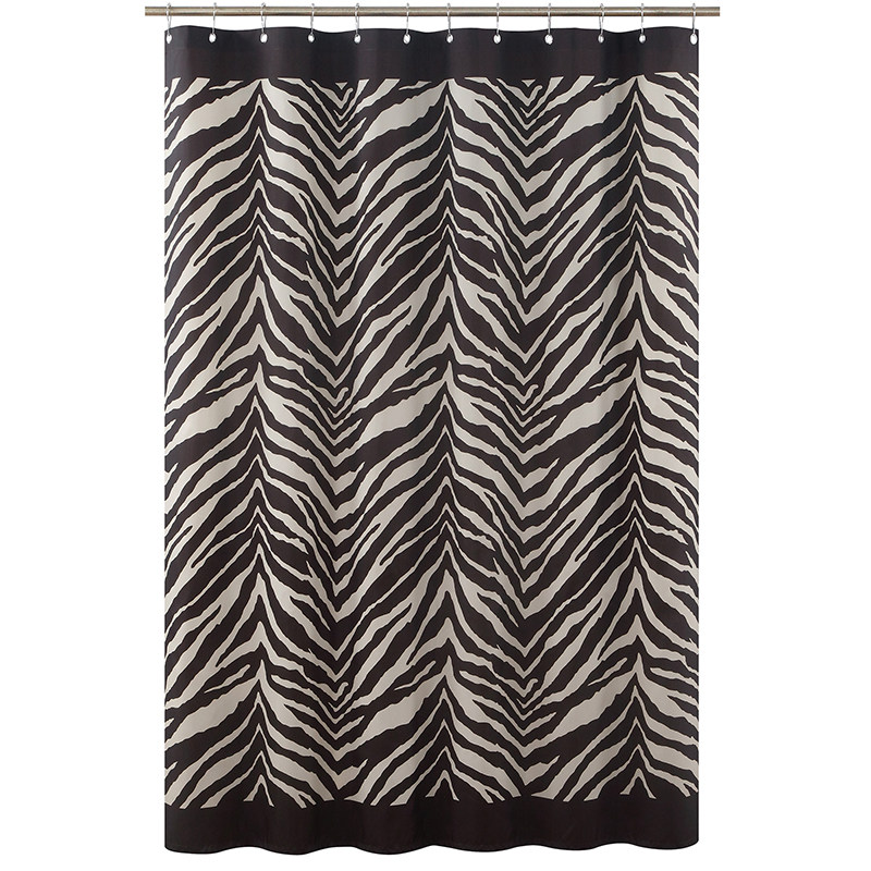 黛世欧式时尚咖啡斑马纹涤纶防水防霉浴帘卫生间隔断加厚遮光帘子
