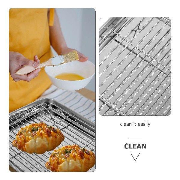 2 Pieces/Set Baking Tray Rectangular Pan with Wire Rack - 图1