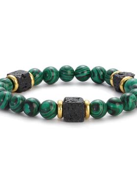 Classic Malachite Bracelets Men Jewelry Healing Lava Beads B
