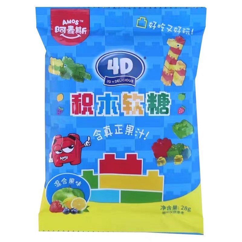 Amos/阿麦斯4D积木软糖水果混合口味软糖QQ糖儿童糖果零食,淘宝优惠券,粉丝福利购,淘宝优惠卷