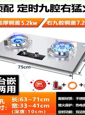 德国正品燃气灶双灶家用台式猛火灶猛火新款出租房定时煤气灶嵌入