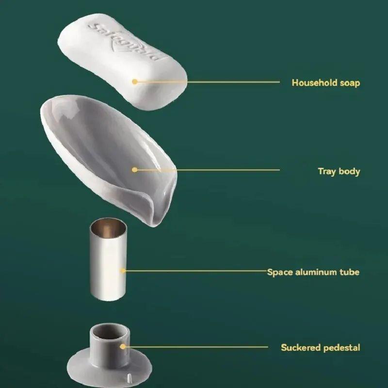 2pcs Drain Soap Holder Leaf Shape Soap Box Suction Cup Tray - 图3
