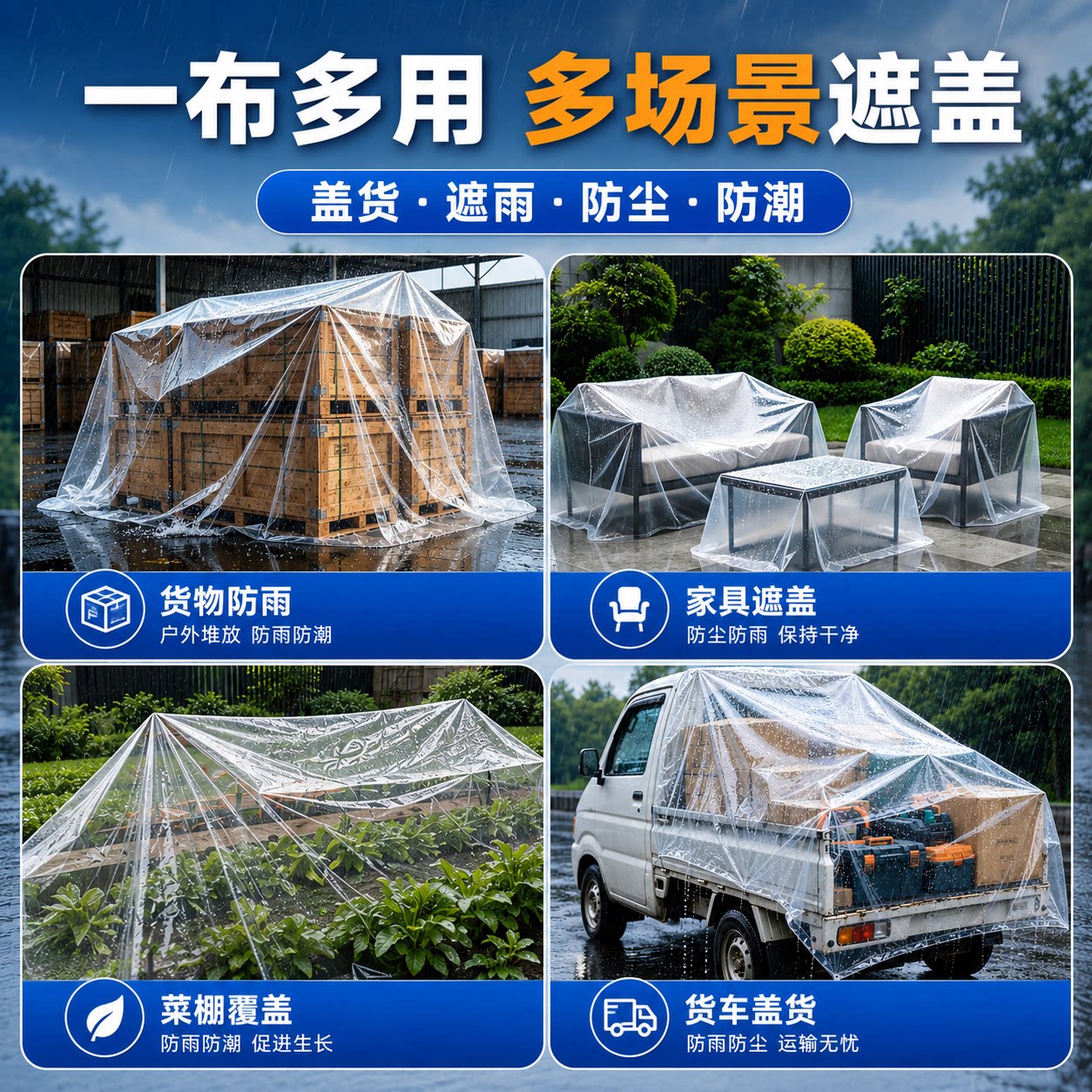 Thickened transparent plastic cloth film truck dust-proof and rain-proof home decoration new material flexible and durable multi-functional agricultural use