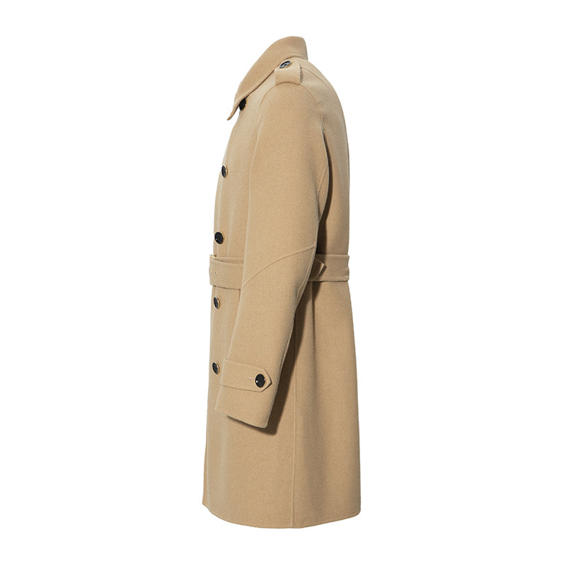 RARE威雅男装奥莱秋冬男士卡其色双面呢双排扣风衣型长款大衣,淘宝优惠券,粉丝福利购,淘宝优惠卷