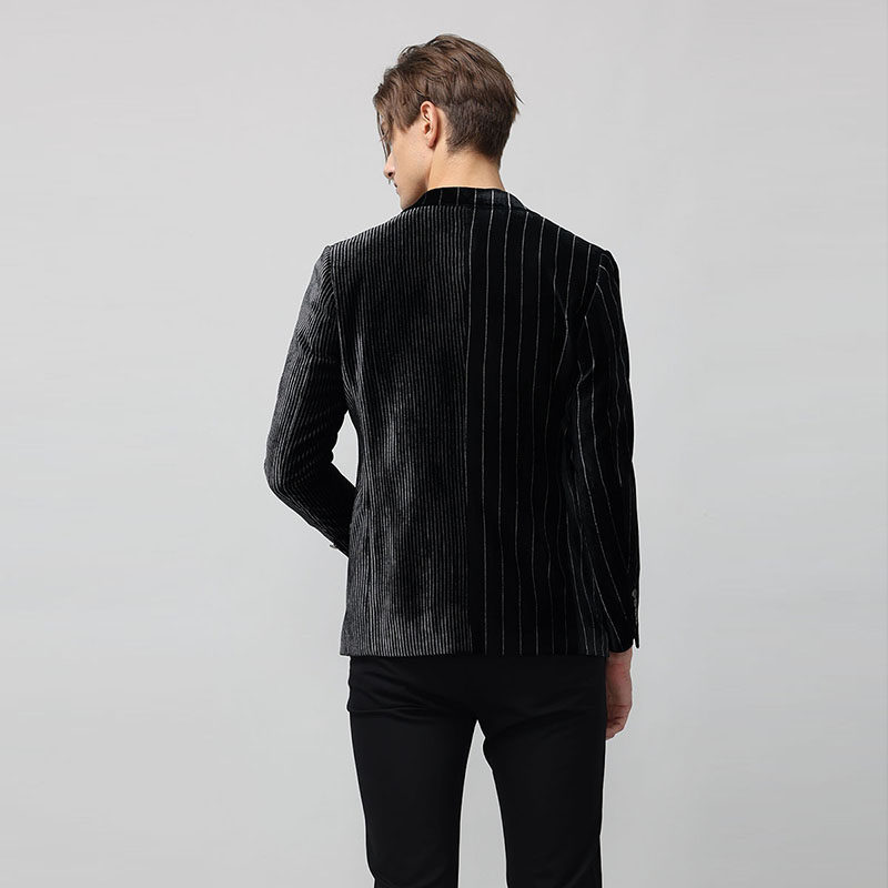 RARE威雅男装奥莱秋冬男士商务绅士款黑色宽窄竖条拼接单西,淘宝优惠券,粉丝福利购,淘宝优惠卷