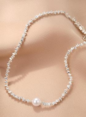 Pearl clavicle chain小众设计感项链轻奢气质珍珠锁骨链necklace