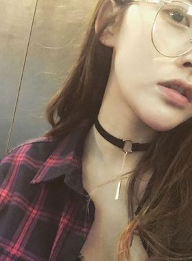 个性时尚黑色锁骨链短款韩国脖子饰品项链女学生颈链简约项圈