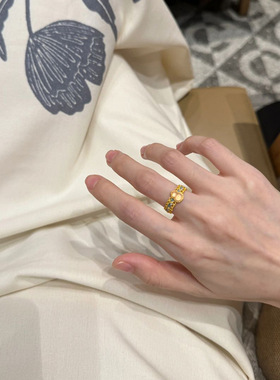 小红书同款水晶葫芦拉丝戒指女2024新款小桃星小众指环小众戒指