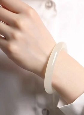 白玉手镯女高冰小众荔枝冻玉髓冰种镯子送女友和田玉快爆款