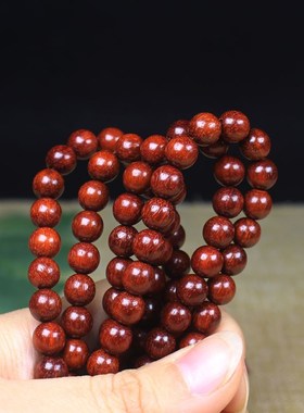 赞比亚血檀手链精品同料顺纹高油密媲美小叶紫檀男女情侣手链