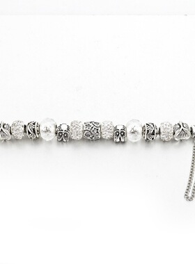 流行饰品DIY潘家风格猫头鹰珠子镶钻桃心手链跨境货源