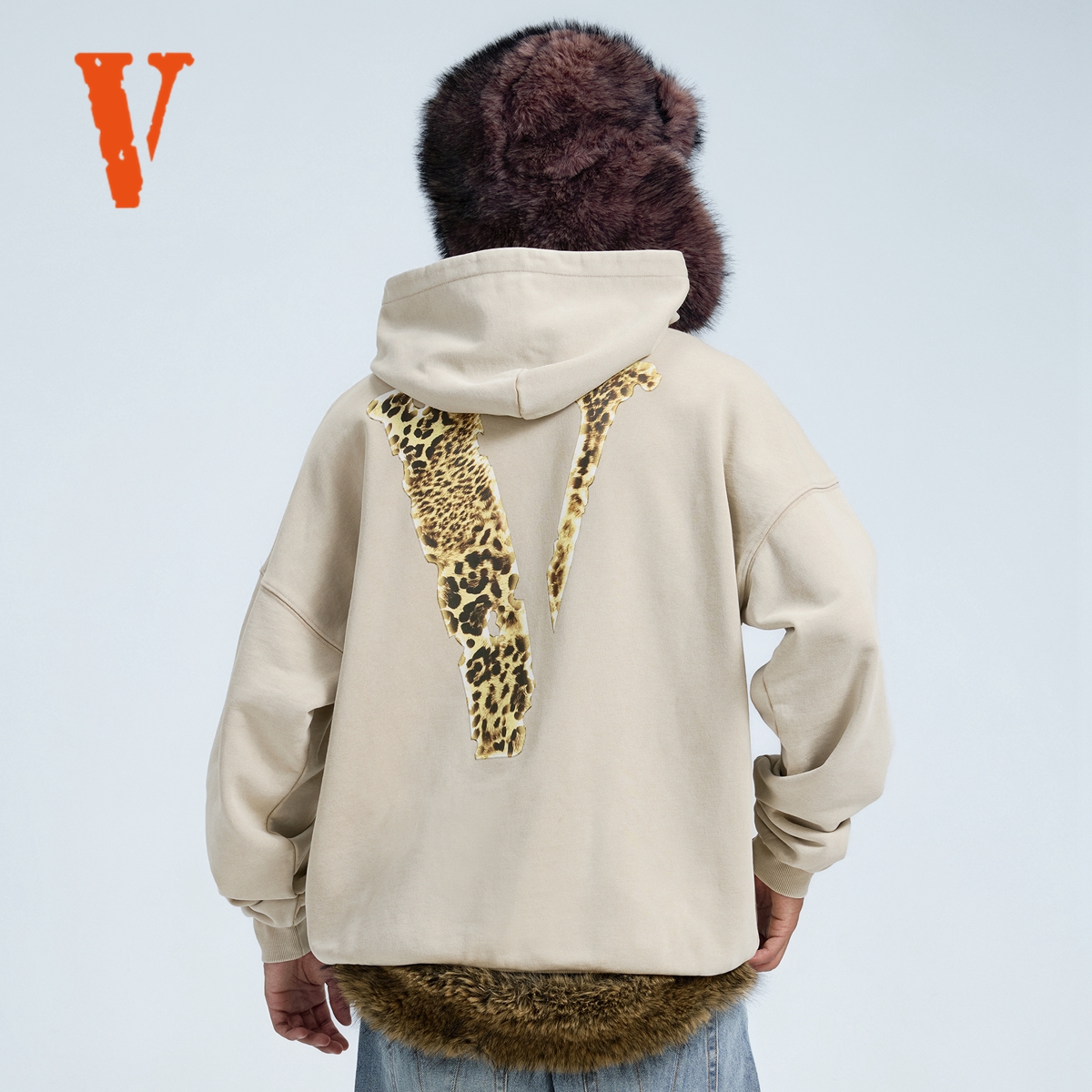 VLONE FRIENDS-HOODIE豹纹大LOGO印花水洗连帽卫衣 男女同款 - 图2