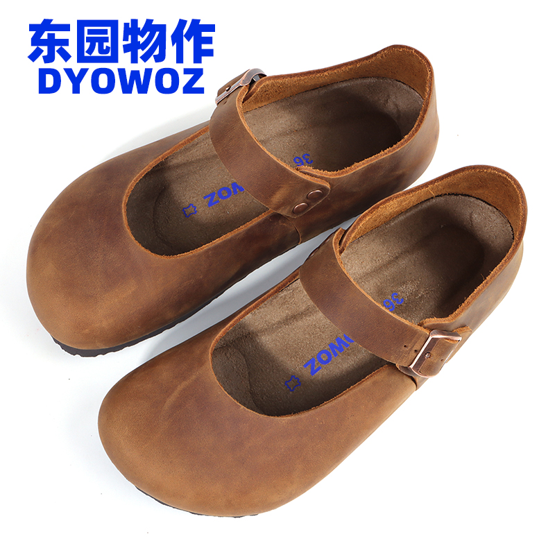 DYOWOZ/东园物作软木鞋女真皮日系复古玛丽珍鞋学院风森系勃肯鞋 - 图1