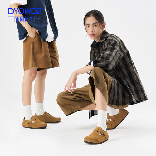 DYOWOZ/东园物作真软木勃肯鞋全包时尚休闲男女款平底日系情侣鞋 - 图0