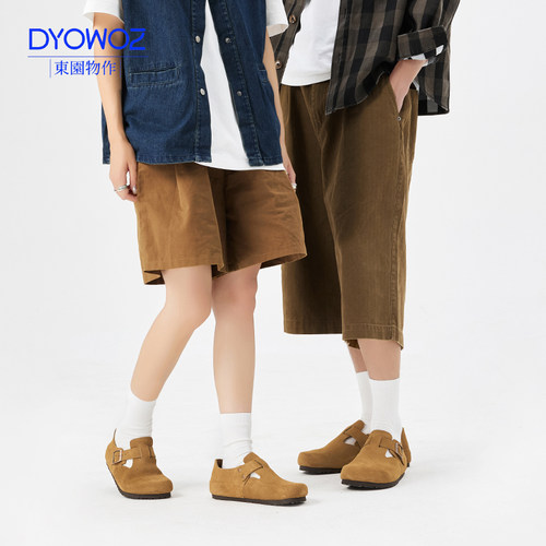 DYOWOZ/东园物作真软木勃肯鞋全包时尚休闲男女款平底日系情侣鞋 - 图1