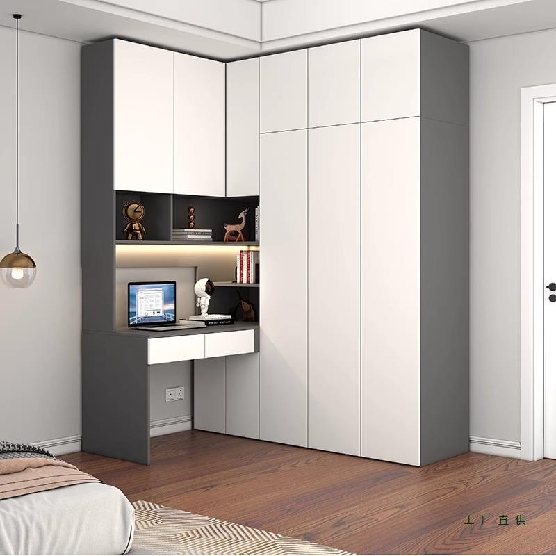 ENF级衣柜转角电脑桌组合小户型卧室家用L拐角连书桌柜一体可定 - 图0