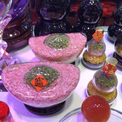 天然水晶碎石金元宝摆件五行五色五彩元宝居家电视柜摆件 - 图3