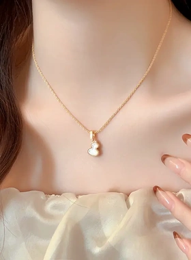 红色葫芦贝母吊坠项链女士毛衣链女气质甜美轻奢高级感百搭锁骨链