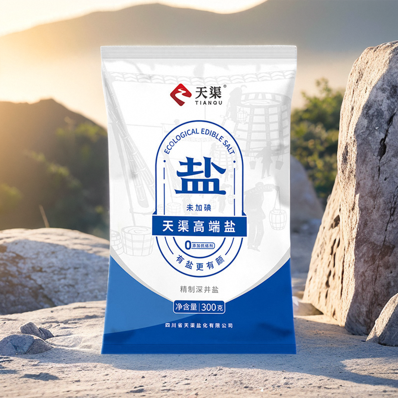 四川天渠高端食用盐加碘/未加碘300g食用盐家用炒菜调味细盐井盐-图2