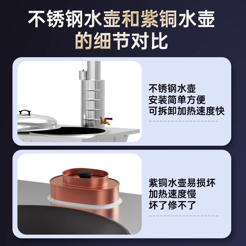 304灶炉用柴火灶家用烧木柴大锅台农村不锈钢无烟移动水箱土灶台 - 图1