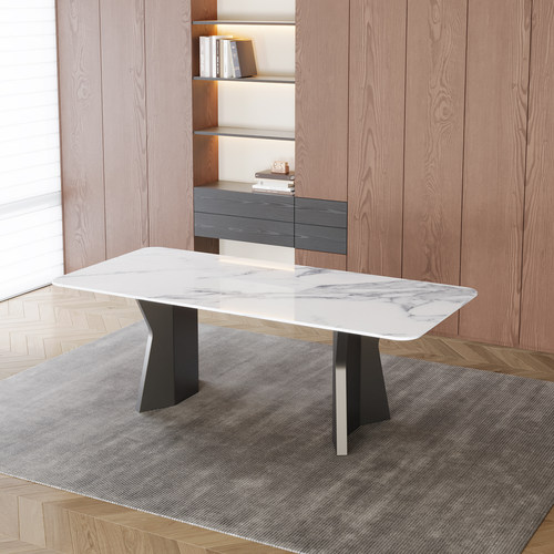 大理石桌腿支架岩板奢石茶桌底座桌脚大板桌子腿不锈钢金属餐台脚 - 图3