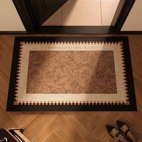 丝圈PVC入户门地垫玄关家用门垫门口地毯复古风耐脏免洗防滑脚垫 - 图0