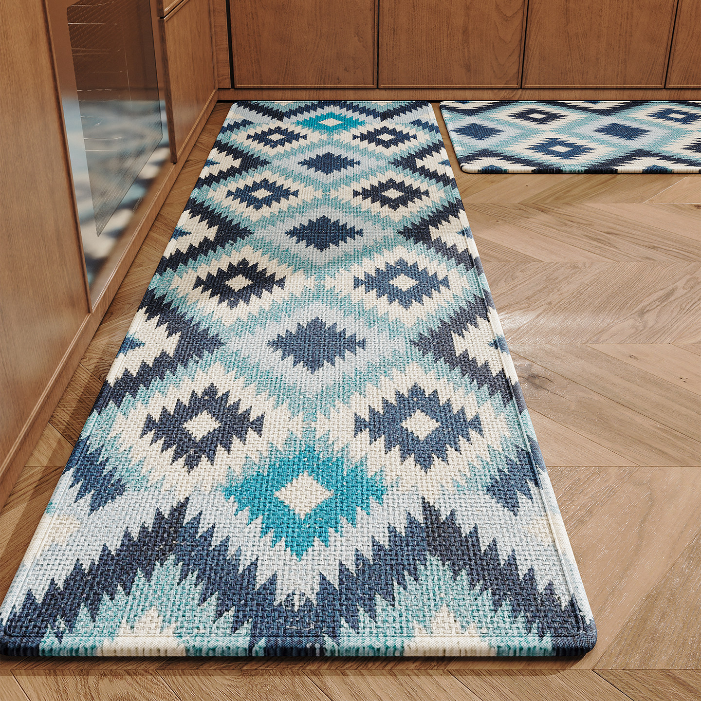 Household no-wash water-absorbent quick-drying kitchen floor mats imitation woven linen anti-slip, dirt-resistant and wear-resistant carpets