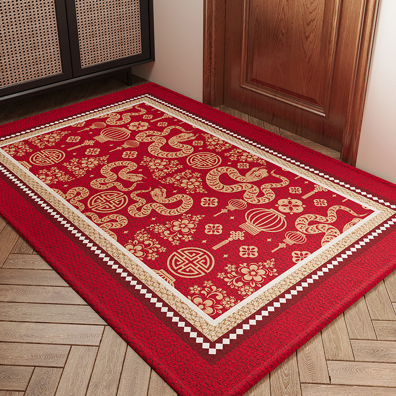 蛇年红色入户门地垫新年喜庆玄关大门口脚垫耐脏免洗防滑地毯定制,淘宝优惠券,粉丝福利购,淘宝优惠卷