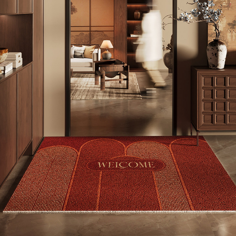 入户门地垫丝圈PVC红色喜庆玄关大门口免洗地毯刮泥除尘防滑脚垫,淘宝优惠券,粉丝福利购,淘宝优惠卷