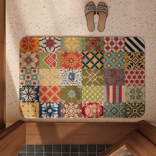 浴室防滑地垫民族风卫生间吸水速干脚垫高级感厕所卫浴免打理门垫 - 图0