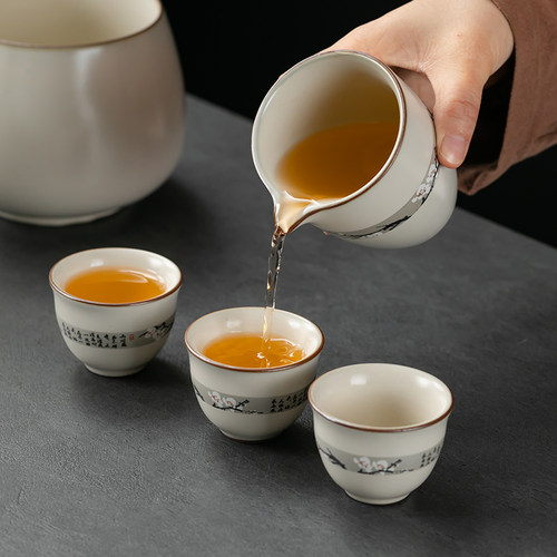 汝窑寒梅井栏壶大容量陶瓷家用茶壶球孔过滤泡茶单壶功夫茶具单品 - 图2